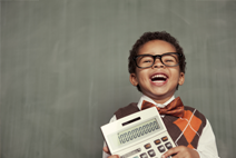 Little boy with calculator