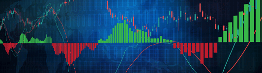 red and green market chart